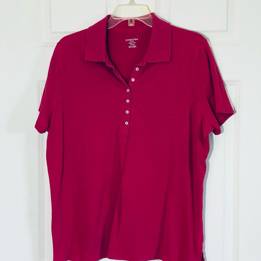 St. John's Bay Pink Button Down Polo Shirt Relaxed Fit